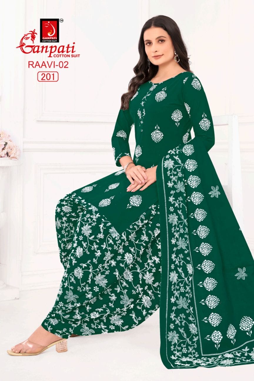 Raavi Vol 02 By Ganpati Heavy Cotton Printed Dress Material Wholesale Clothing Suppliers In India